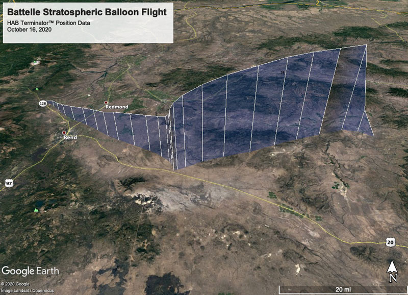 HAB Terminator Flight Path from Battelle's Stratospheric Balloon Flight